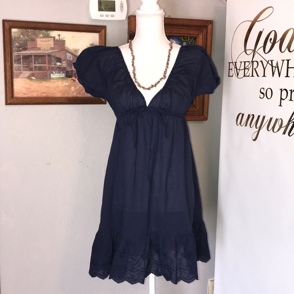 Royal Blue Dress w Lace Hem